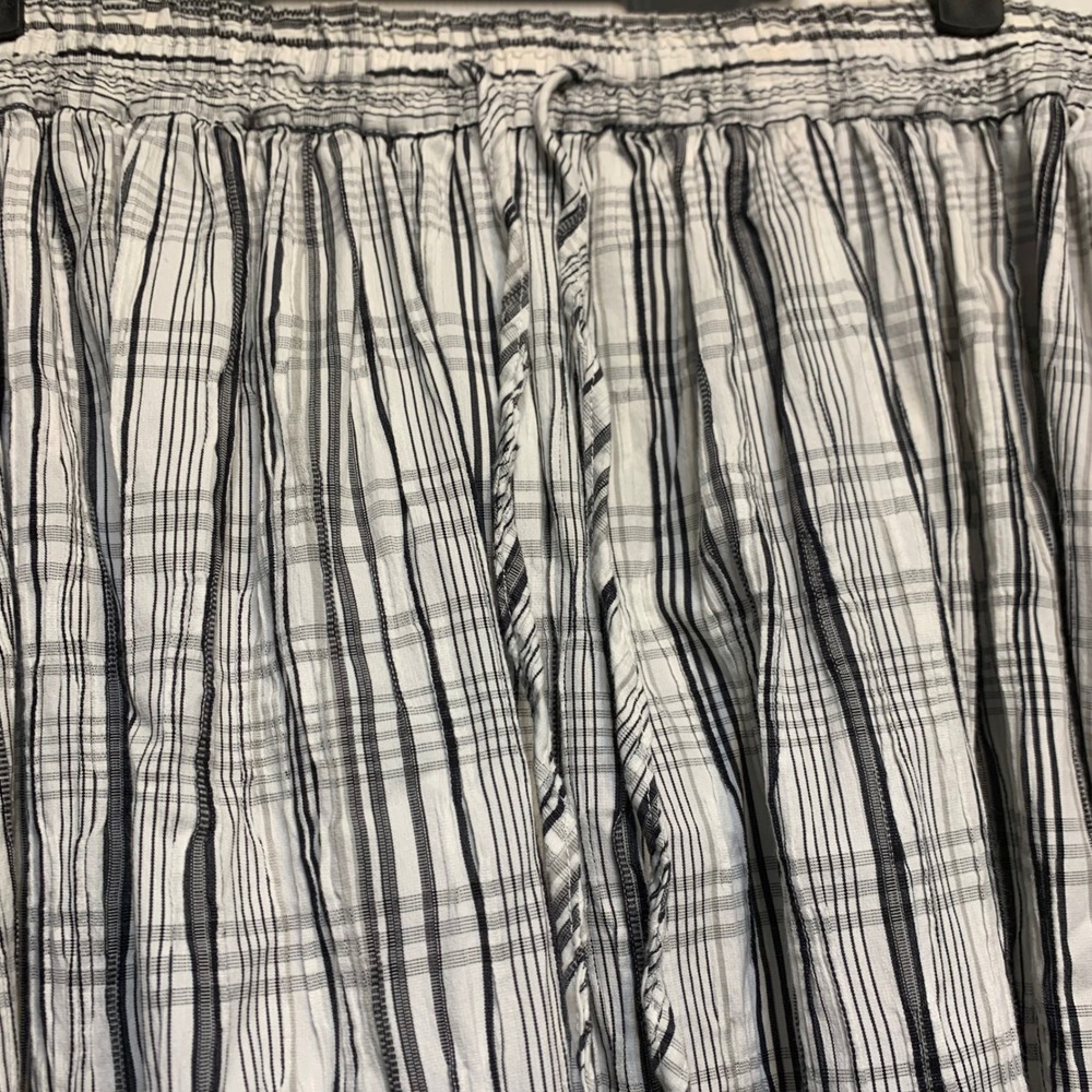 Orvis Plaid Midi Skirt XL Black White Elastic Drawstring Waist Pockets Gorpcore - Picture 3 of 6